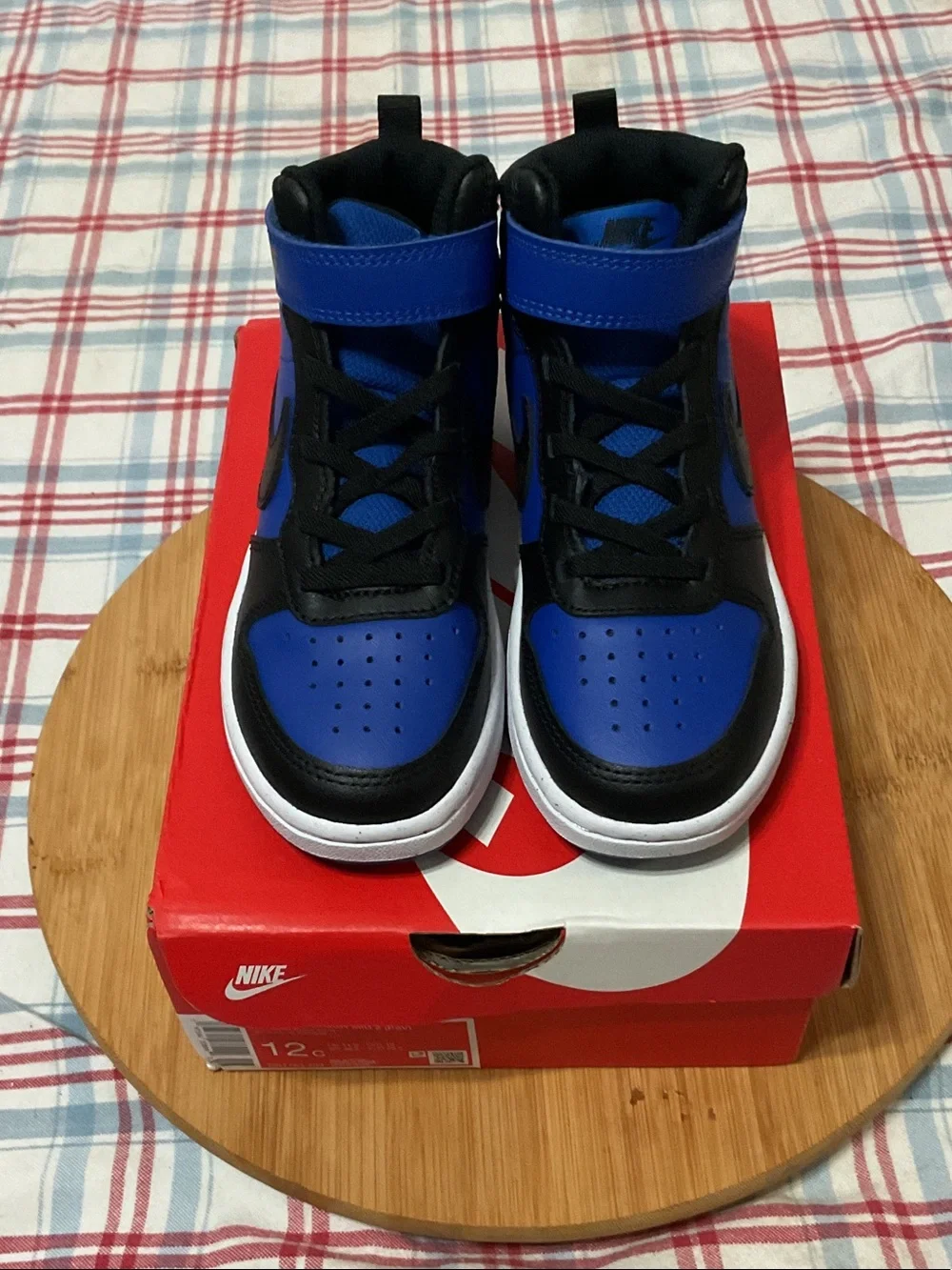 Nike Kids' High-Top Sneakers - Blue and Black court boroughs mid 2 size 12C